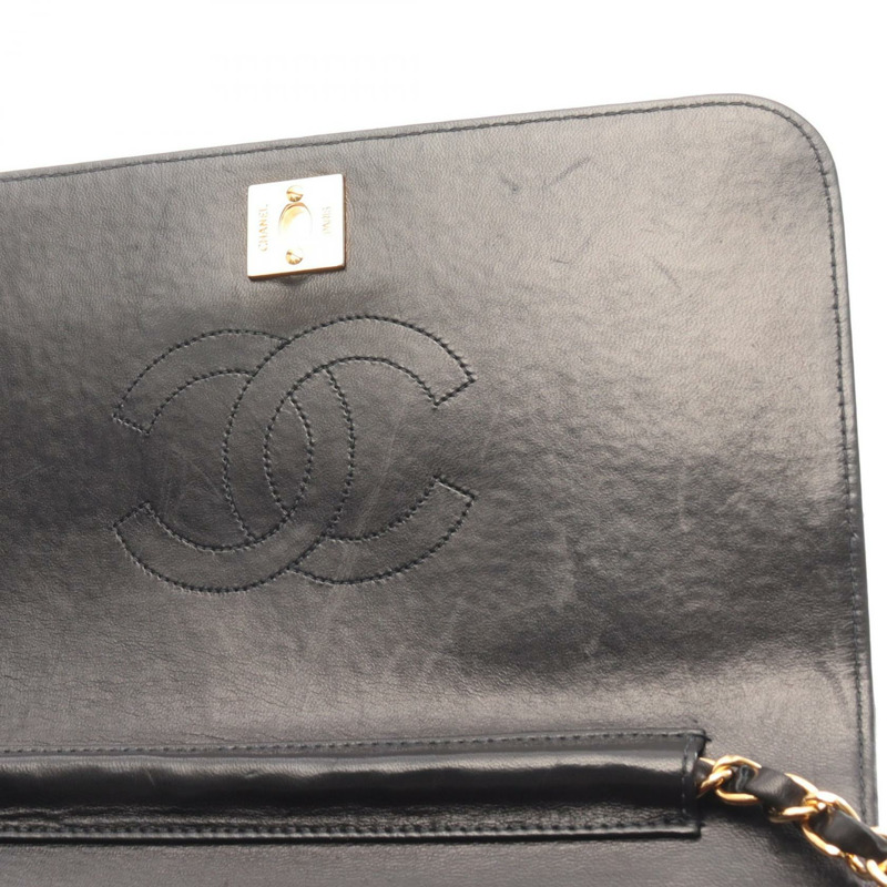 香奈兒 (CHANEL) 絎縫全翻蓋鏈條單肩背包 A03568 羊皮 黑色 GHW-5