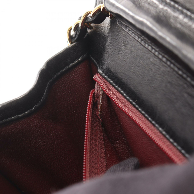 香奈兒 (CHANEL) 絎縫全翻蓋鏈條單肩背包 A03568 羊皮 黑色 GHW-9