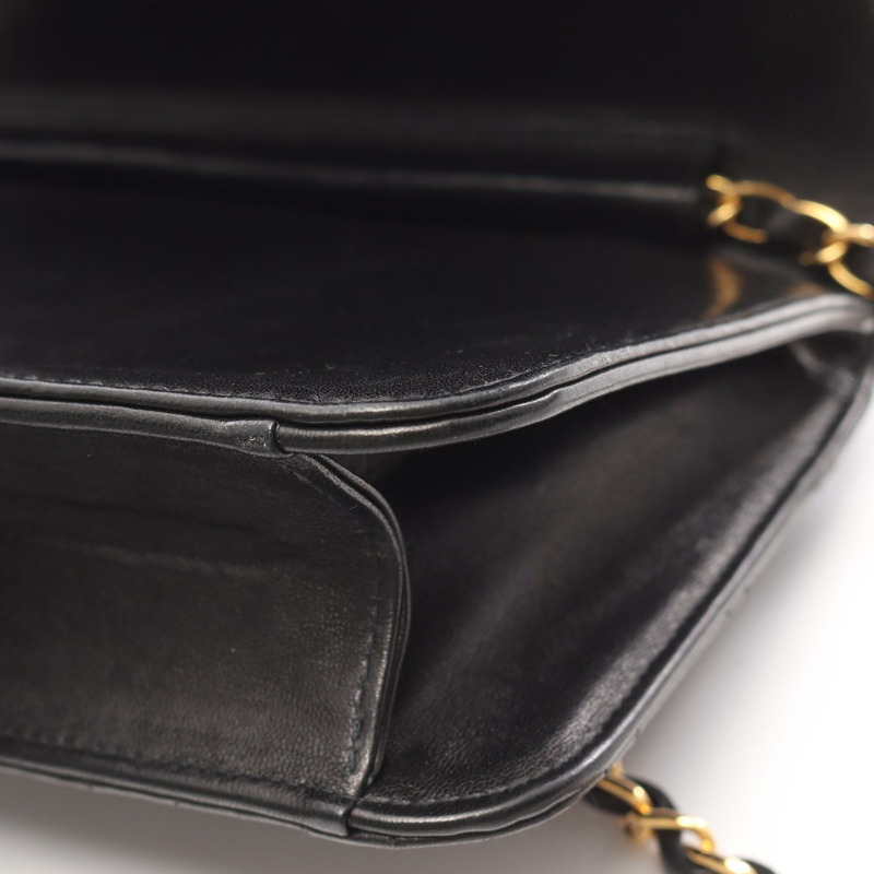 香奈兒 (CHANEL) 絎縫全翻蓋鏈條單肩背包 A03568 羊皮 黑色 GHW-10