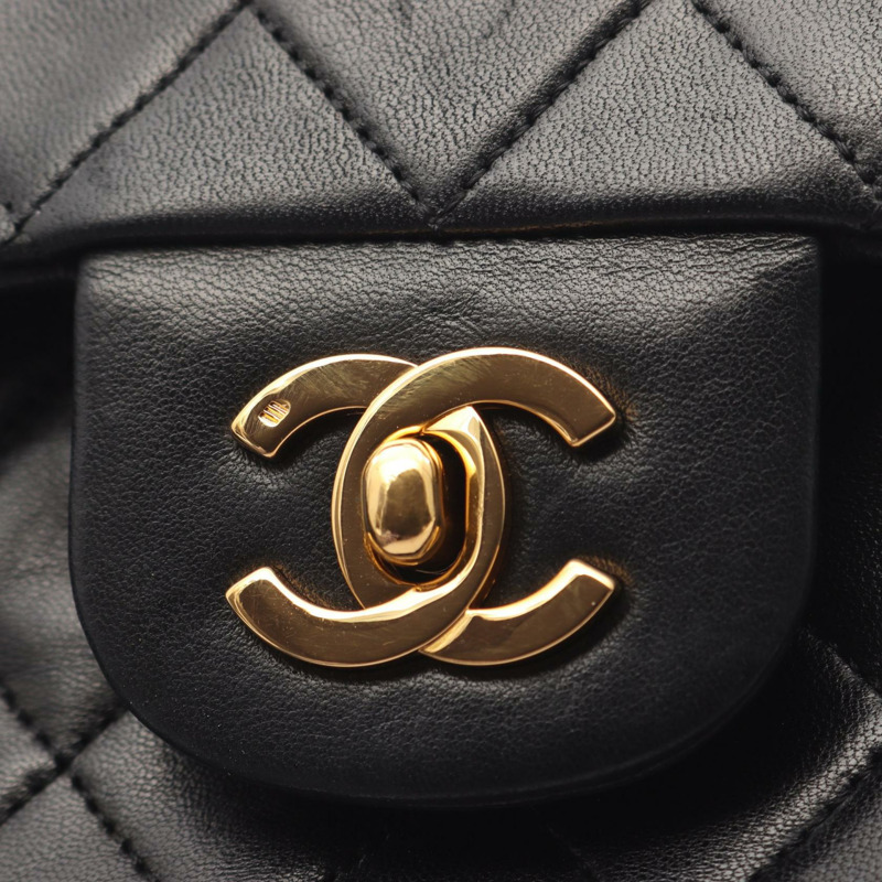 香奈兒 (CHANEL) Matelasse W 翻蓋鏈條單肩背包 A01112 羊皮 BK 二手 GHW-5