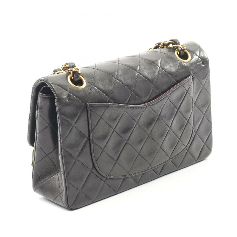 香奈兒 (CHANEL) Matelasse W 翻蓋鏈條單肩背包 A01113 羊皮 BK 二手 GHW-1