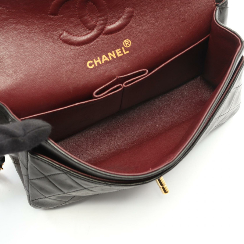 香奈兒 (CHANEL) Matelasse W 翻蓋鏈條單肩背包 A01113 羊皮 BK 二手 GHW-2