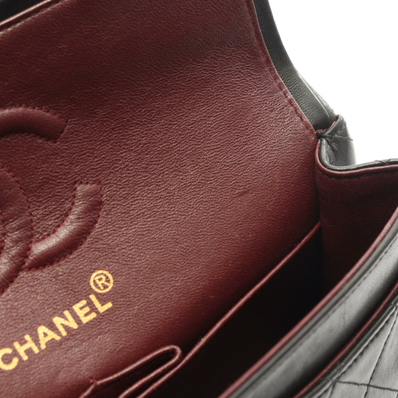 香奈兒 (CHANEL) Matelasse W 翻蓋鏈條單肩背包 A01113 羊皮 BK 二手 GHW-5