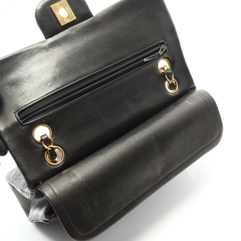 香奈兒 (CHANEL) Matelasse W 翻蓋鏈條單肩背包 A01113 羊皮 BK 二手 GHW-6