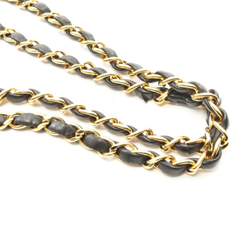 香奈兒 (CHANEL) Matelasse W 翻蓋鏈條單肩背包 A01113 羊皮 BK 二手 GHW-10