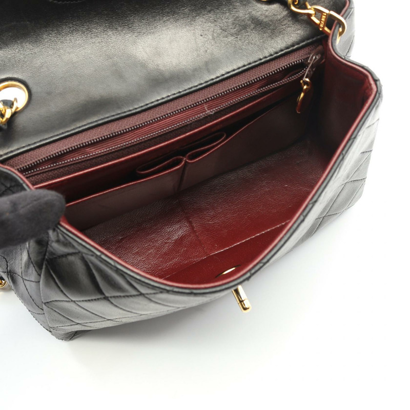 香奈兒 (CHANEL) 迷你絎縫 20 鏈條斜背包 A01163 羊皮黑色金色五金-2