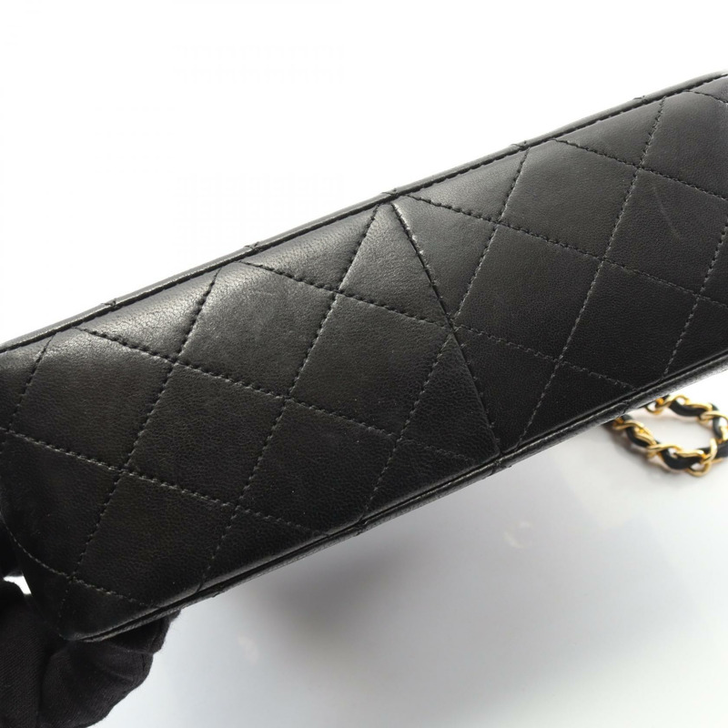 香奈兒 (CHANEL) 迷你絎縫 20 鏈條斜背包 A01163 羊皮黑色金色五金-9