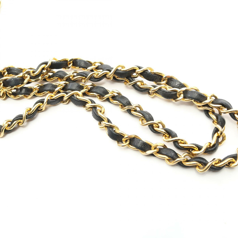 香奈兒 (CHANEL) 迷你絎縫 20 鏈條斜背包 A01163 羊皮黑色金色五金-10