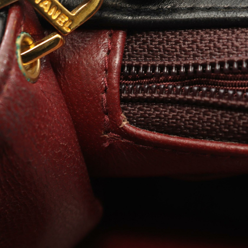 香奈兒 (CHANEL) 迷你絎縫 20 鏈條斜背包 A01163 羊皮黑色金色五金-11