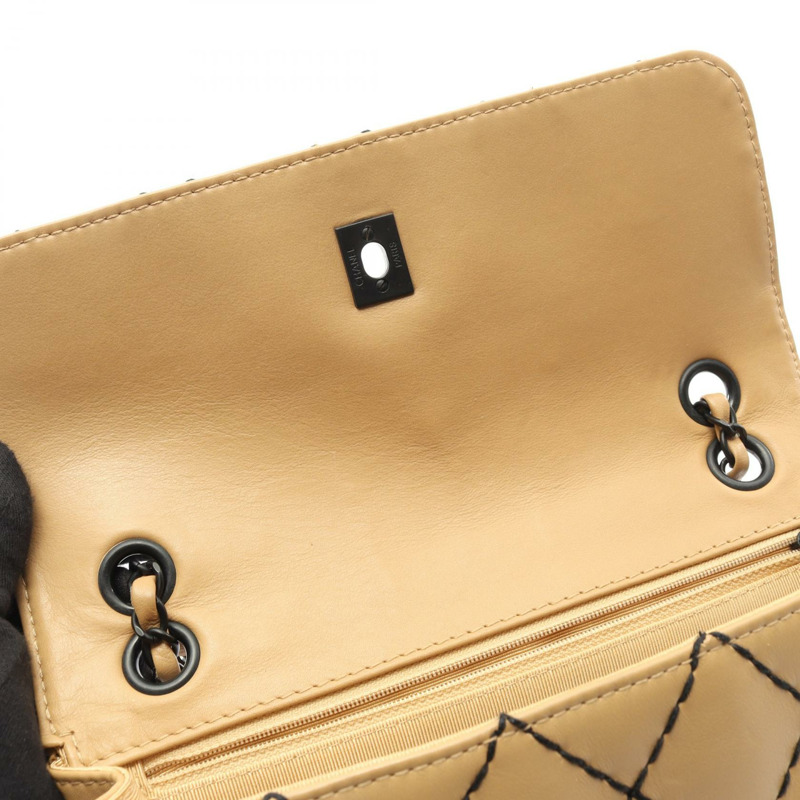 香奈兒 (CHANEL) 野性縫線鏈條單背包 A14687 皮革 米色 二手 女士-5