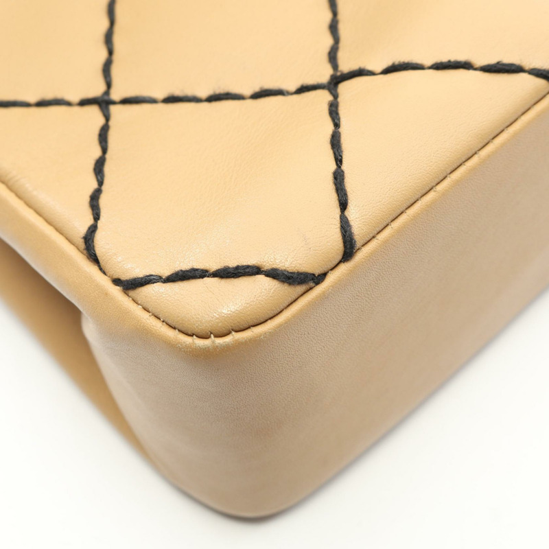 香奈兒 (CHANEL) 野性縫線鏈條單背包 A14687 皮革 米色 二手 女士-6
