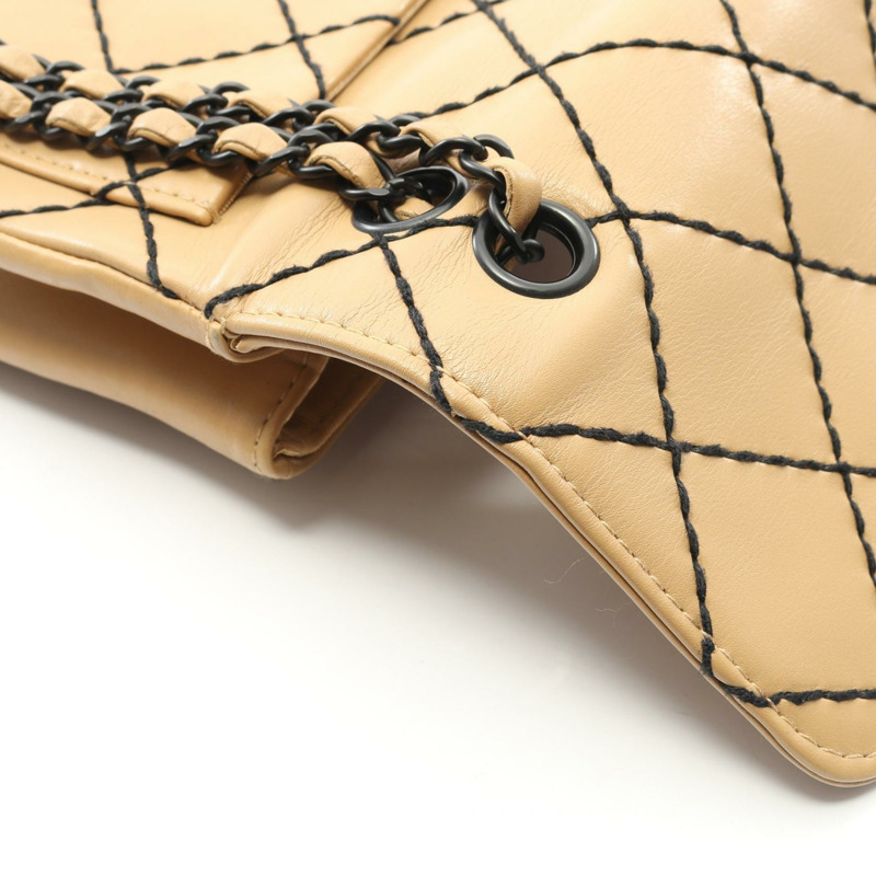 香奈兒 (CHANEL) 野性縫線鏈條單背包 A14687 皮革 米色 二手 女士-7