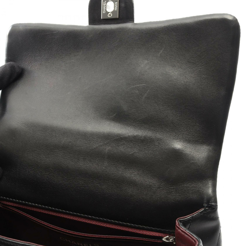 香奈兒 (CHANEL) Matelasse 頂部手柄手提包，羊皮材質，黑色，二手女士款-6