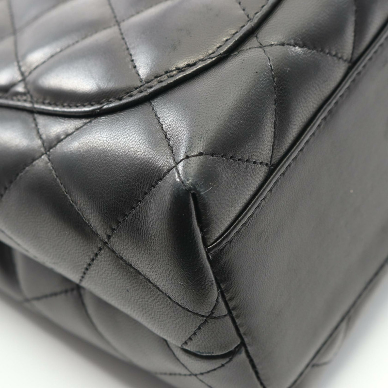 香奈兒 (CHANEL) Matelasse 頂部手柄手提包，羊皮材質，黑色，二手女士款-8