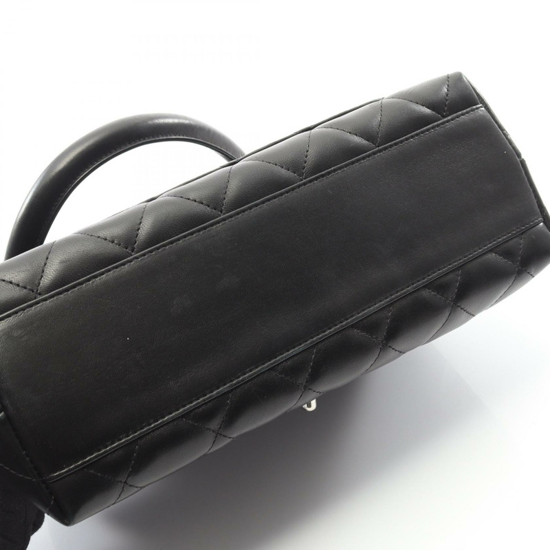 香奈兒 (CHANEL) Matelasse 頂部手柄手提包，羊皮材質，黑色，二手女士款-9
