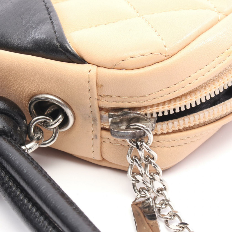 香奈兒 Cambon 系列手提包 A25175 皮革 粉紅色 黑色 二手 女士 SHW-5