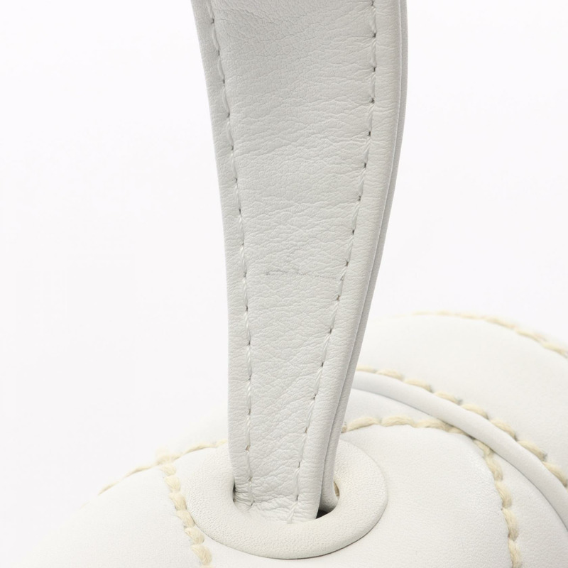 香奈兒 (CHANEL) 野性縫線手提包，白色皮革，二手，女士，金色五金-8