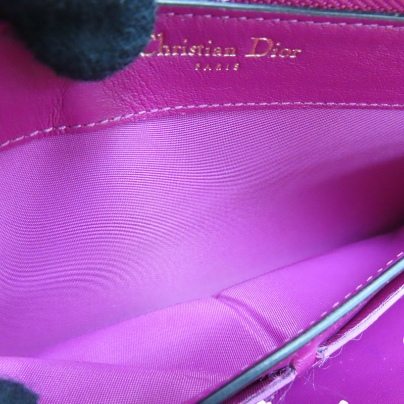 黑/桃紅色 牛皮 金屬 Diorissimo Voyageur 拉鏈 長夾【Dior 迪奧】-5