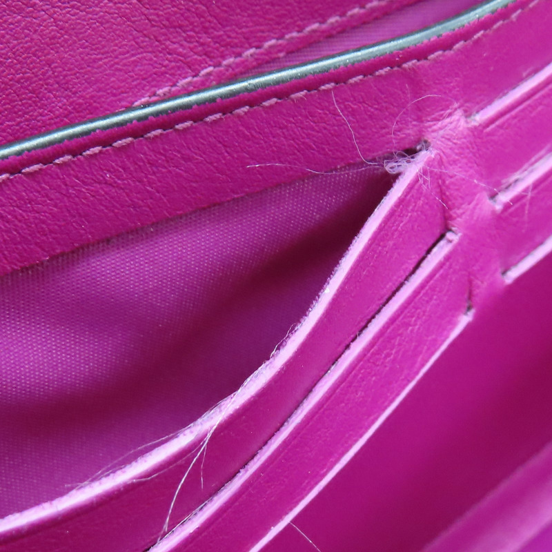 黑/桃紅色 牛皮 金屬 Diorissimo Voyageur 拉鏈 長夾【Dior 迪奧】-16