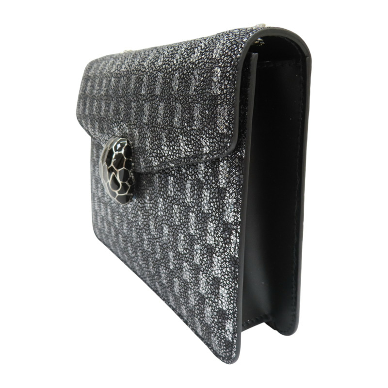 黑色 亮面特殊皮革 Serpenti Forever 肩背包【BVLGARI 寶格麗】-2