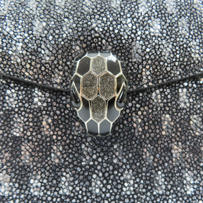 黑色 亮面特殊皮革 Serpenti Forever 肩背包【BVLGARI 寶格麗】-13