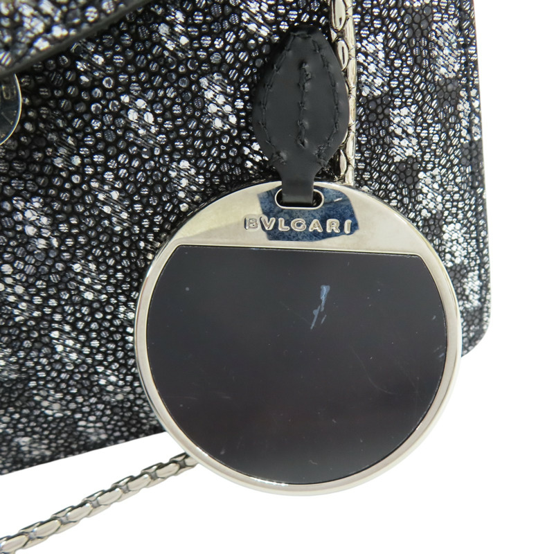 黑色 亮面特殊皮革 Serpenti Forever 肩背包【BVLGARI 寶格麗】-16