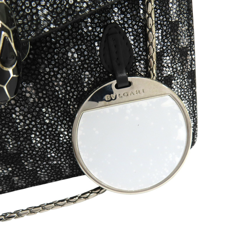 黑色 亮面特殊皮革 Serpenti Forever 肩背包【BVLGARI 寶格麗】-17