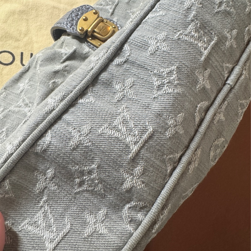 LV牛仔丹寧灰布肩背包-14