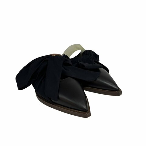 【美收精品】BURBERRY 黑色蝴蝶結拖鞋 4-597