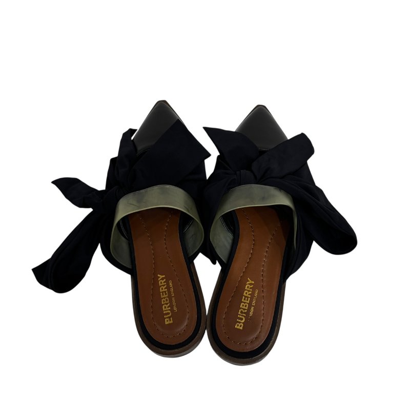 【美收精品】BURBERRY 黑色蝴蝶結拖鞋 4-597-4