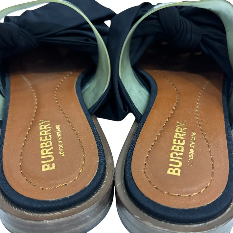 【美收精品】BURBERRY 黑色蝴蝶結拖鞋 4-597-5