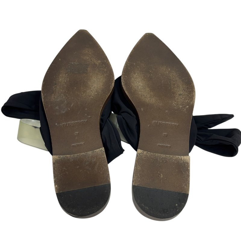 【美收精品】BURBERRY 黑色蝴蝶結拖鞋 4-597-6