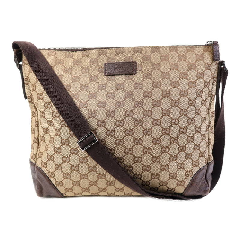 GUCCI 帆布Shoulder Bag銀扣肩背袋-0