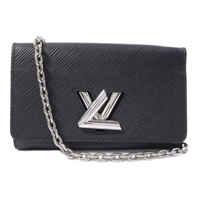 LOUIS VUITTON Epi Portefuille Twist Chain Wallet銀扣鏈帶肩背袋-0