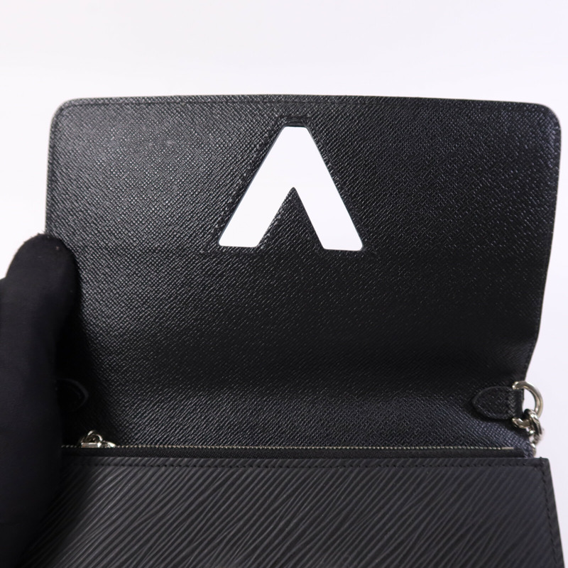 LOUIS VUITTON Epi Portefuille Twist Chain Wallet銀扣鏈帶肩背袋-10