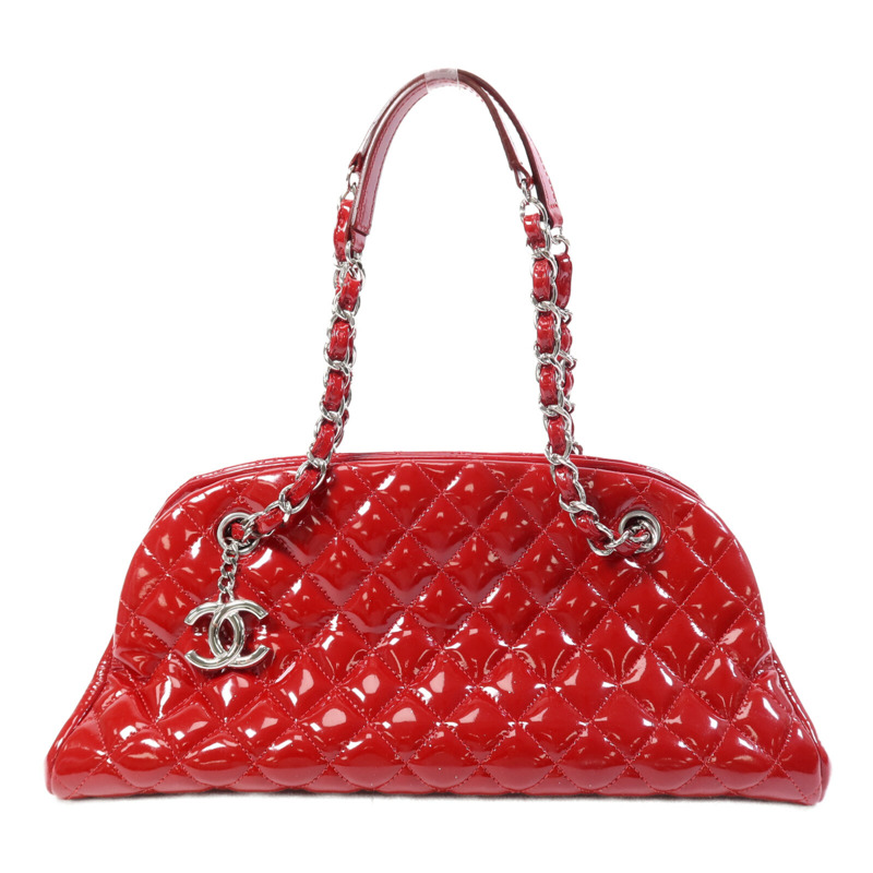 CHANEL 漆皮皮革Chain Shoulder Bag銀扣鏈帶肩背袋-0