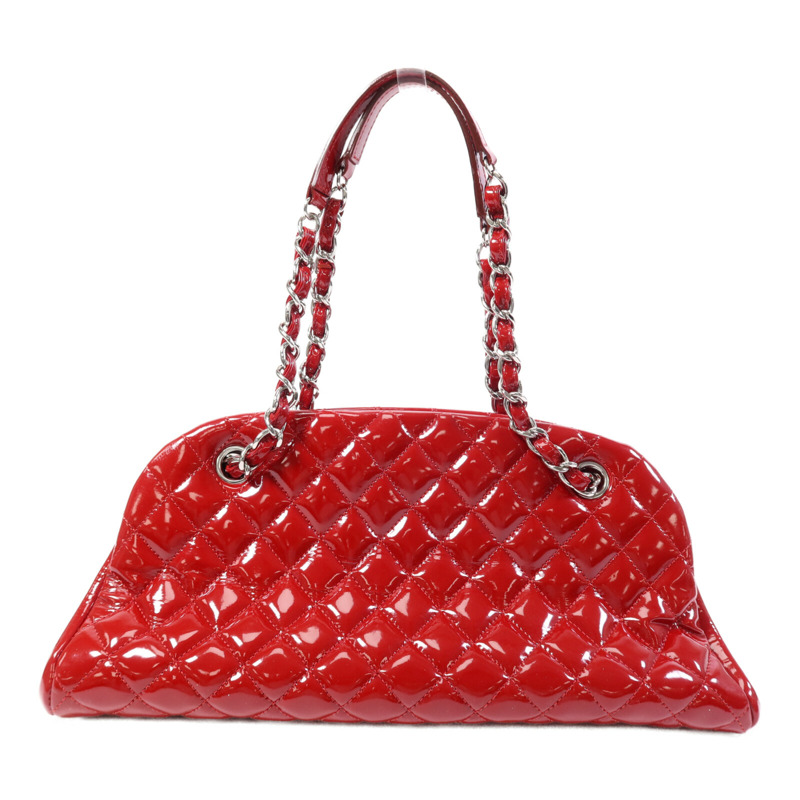 CHANEL 漆皮皮革Chain Shoulder Bag銀扣鏈帶肩背袋-1