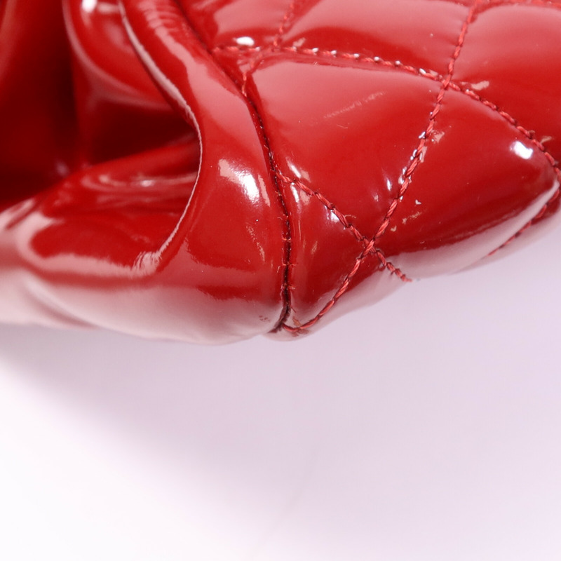 CHANEL 漆皮皮革Chain Shoulder Bag銀扣鏈帶肩背袋-5