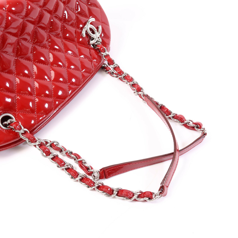 CHANEL 漆皮皮革Chain Shoulder Bag銀扣鏈帶肩背袋-8