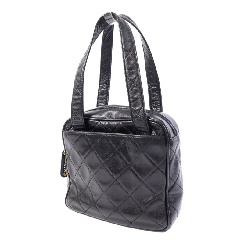 CHANEL 羊皮皮革Vintage Hand Bag金扣手挽袋-2