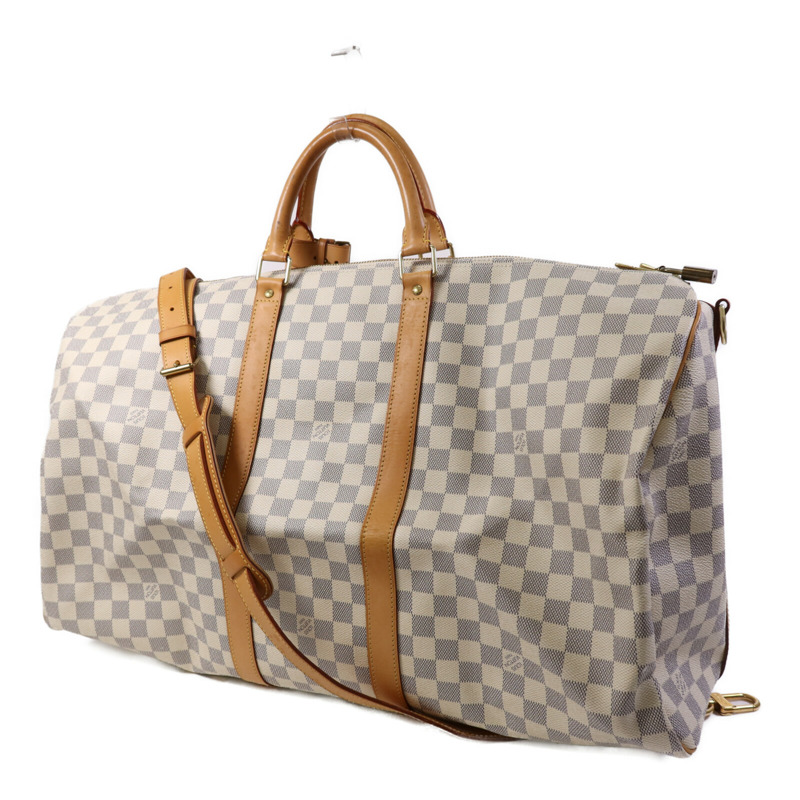LOUIS VUITTON Damier Azur Keepall Bandoulie 55金扣手挽肩背兩用袋-1