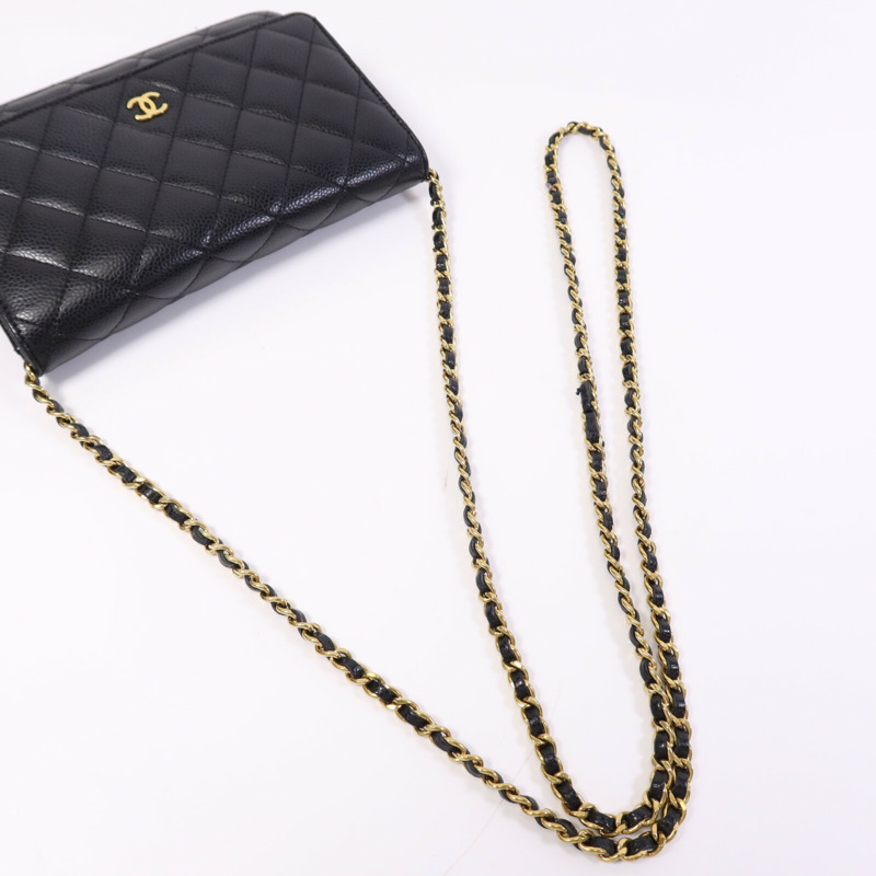 CHANEL 牛皮皮革Wallet On Chain金扣肩背袋-9