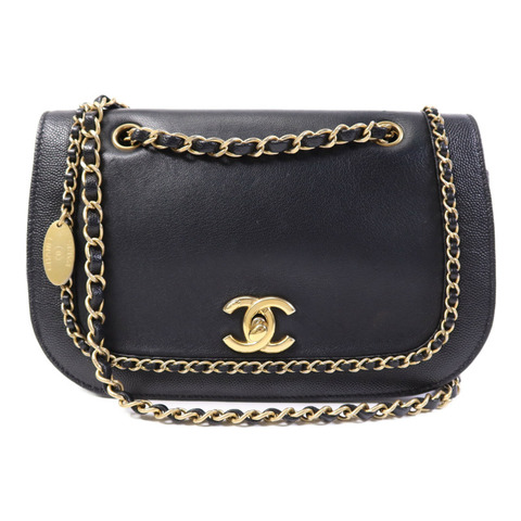 CHANEL 牛皮皮革Chain Shoulder Bag金扣鏈帶肩背袋