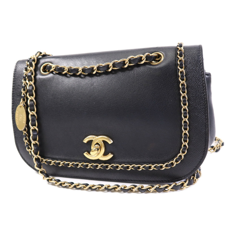 CHANEL 牛皮皮革Chain Shoulder Bag金扣鏈帶肩背袋-2