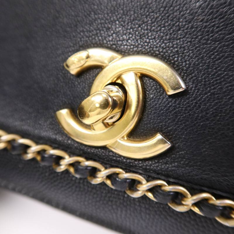 CHANEL 牛皮皮革Chain Shoulder Bag金扣鏈帶肩背袋-13