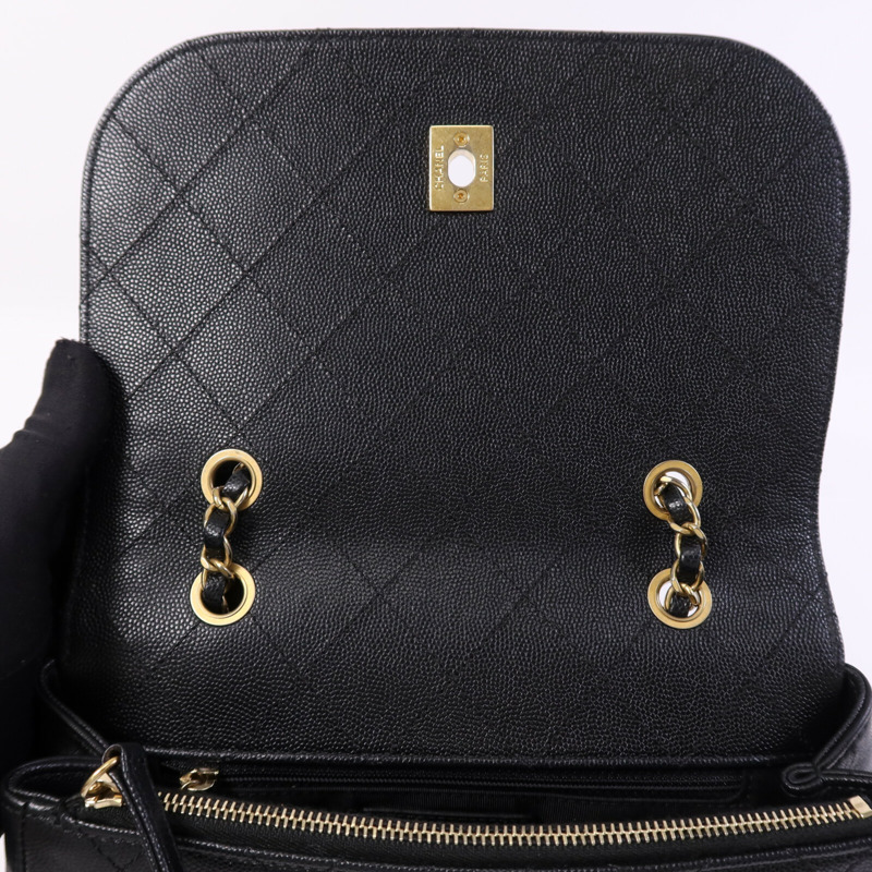 CHANEL 牛皮皮革Chain Shoulder Bag金扣鏈帶肩背袋-16