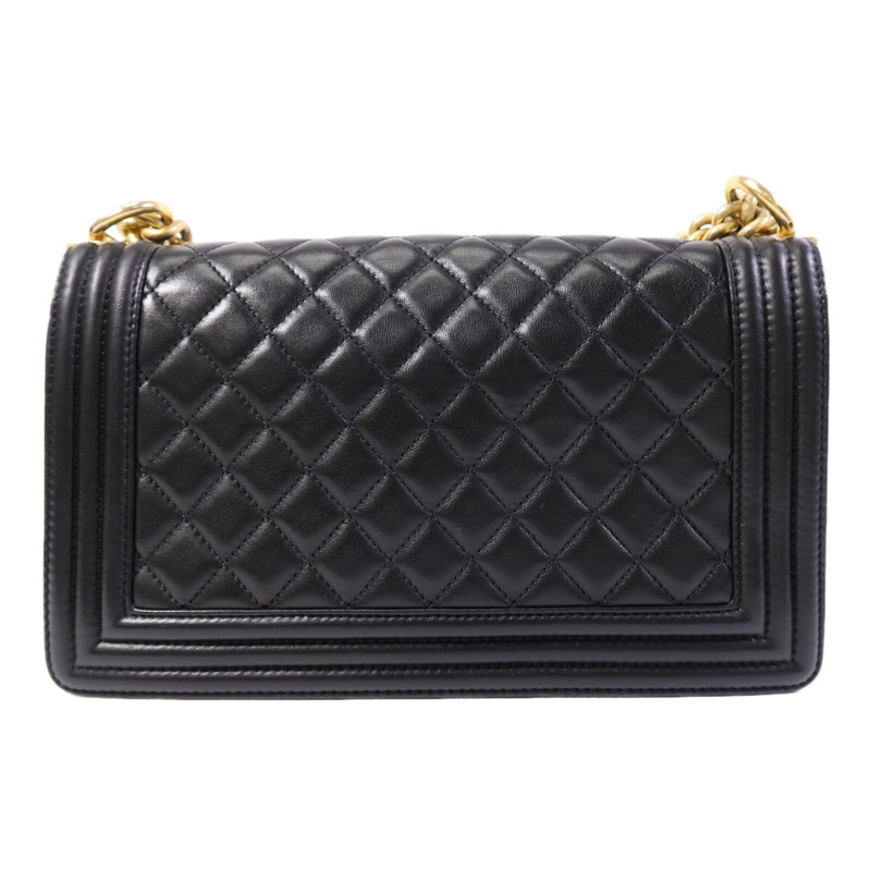 CHANEL 羊皮皮革Boy 25金扣鏈帶肩背袋-1