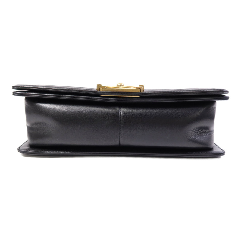 CHANEL 羊皮皮革Boy 25金扣鏈帶肩背袋-3