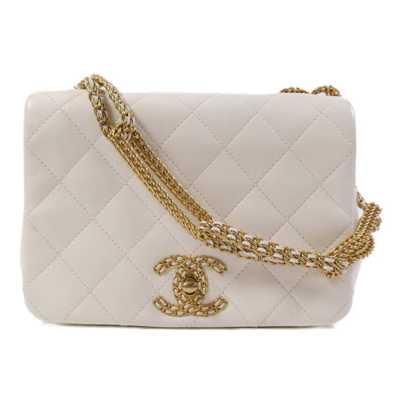 CHANEL 牛皮皮革Chain Shoulder Bag 金扣鏈帶肩背袋-0