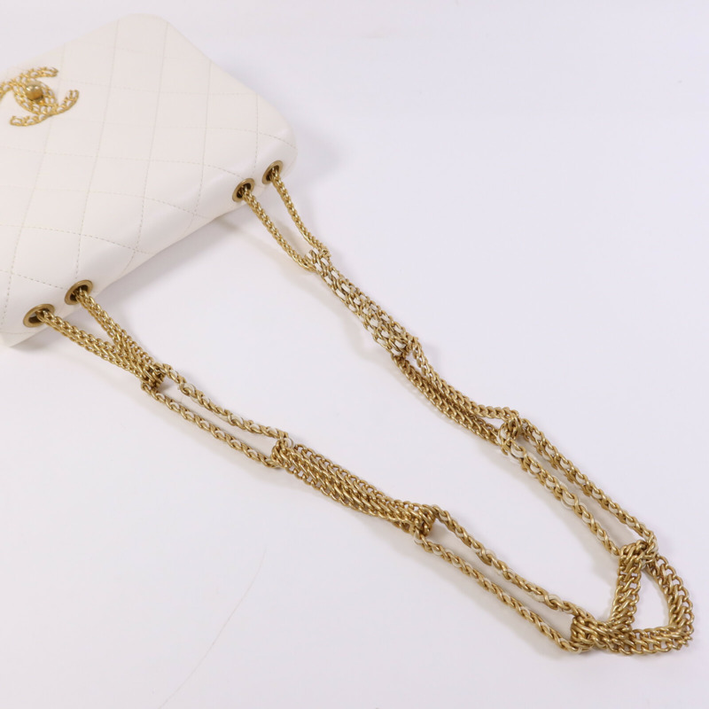 CHANEL 牛皮皮革Chain Shoulder Bag 金扣鏈帶肩背袋-7